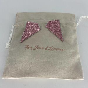For Love & Lemons Pink Robin Geometric Chunky Glitter Earring NEW